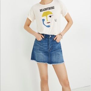 Madewell rigid denim a-line mini skirt
